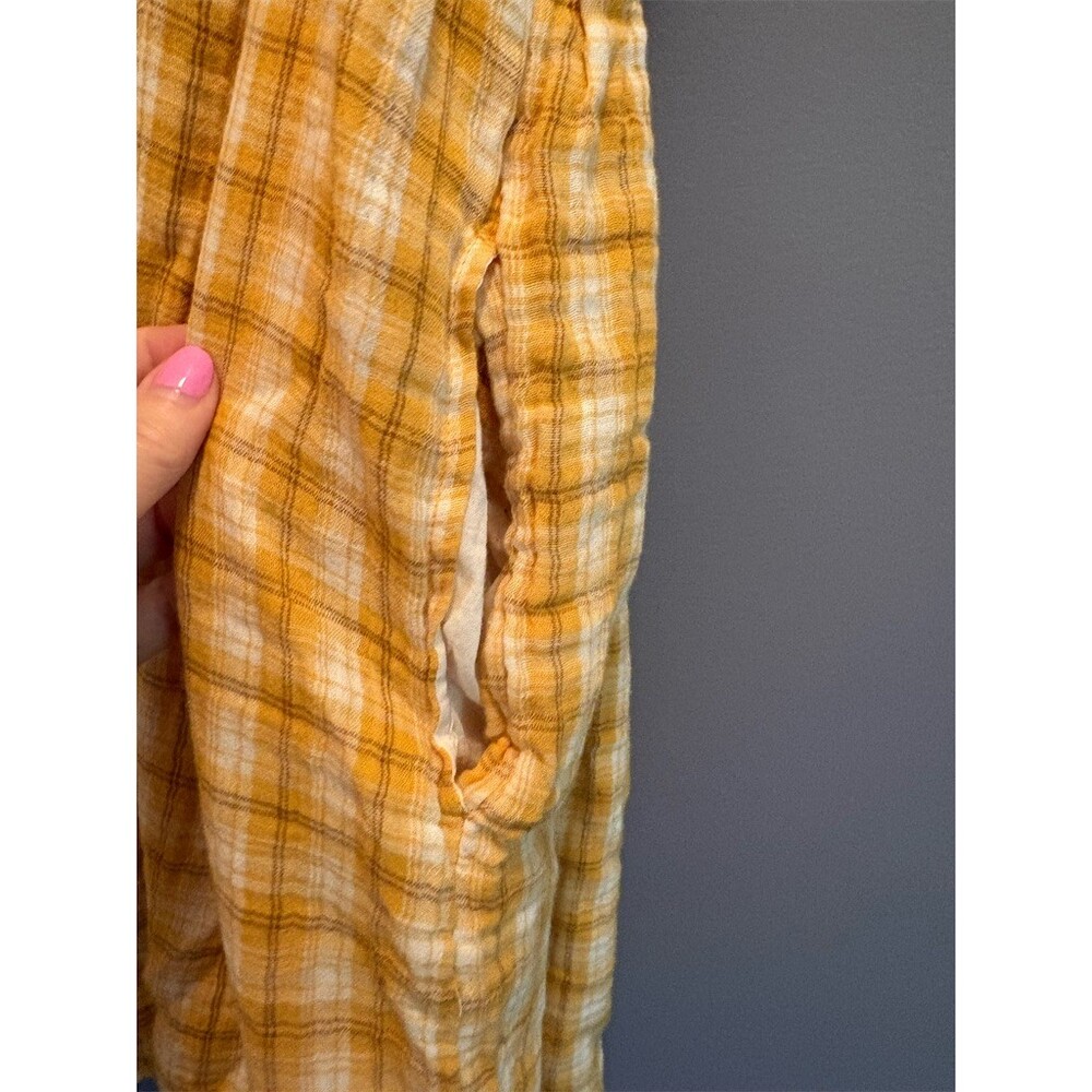 Old Navy Dress Womens Size M Yellow Plaid Flutter Sleeve V-Neck Tiered - Picture 4 of 10